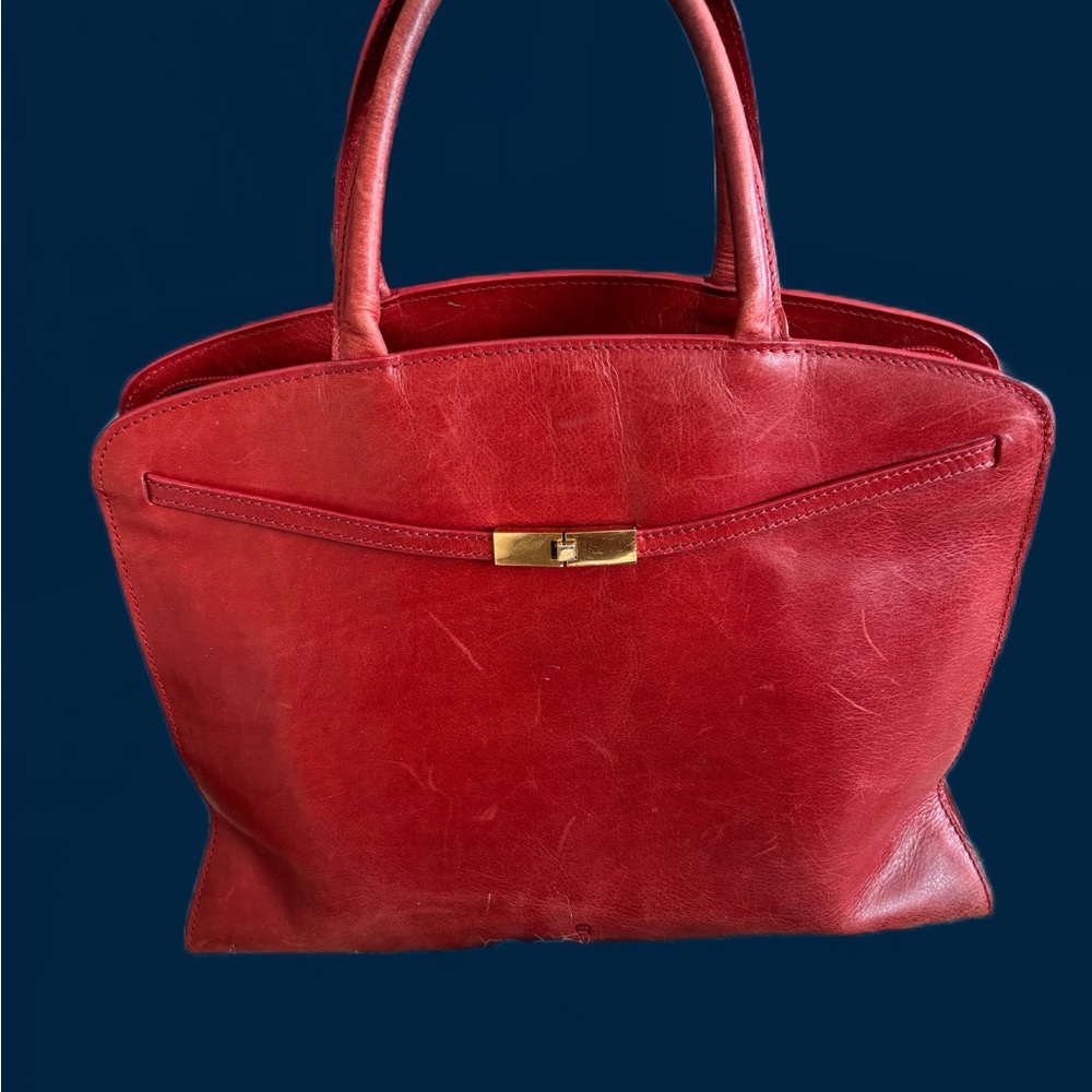 Vintage Etienne Aigner Red Kelly inspired Leather Handbag